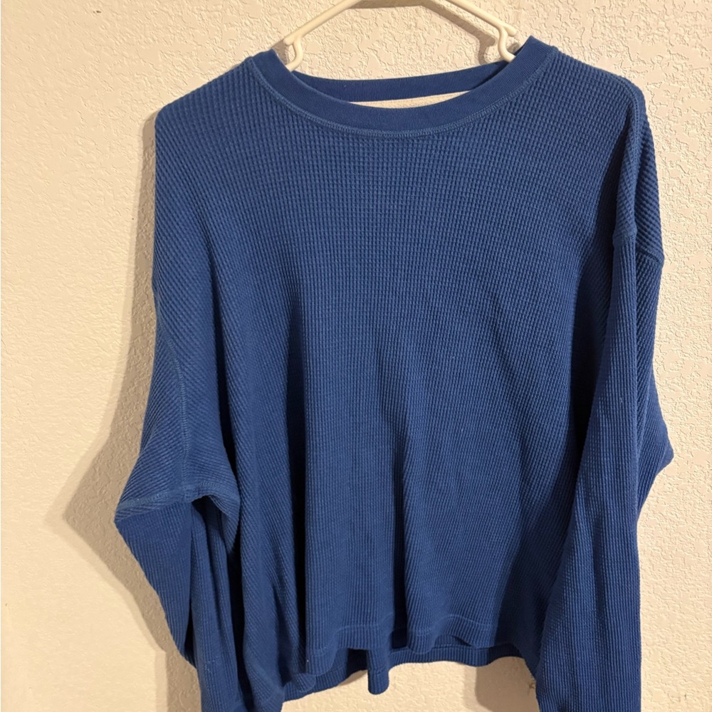 American Eagle Outfitters Blue Waffle Knit Top
